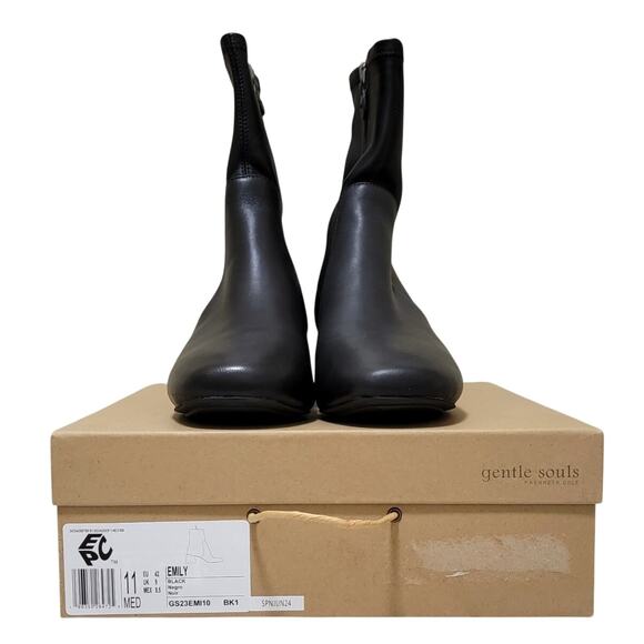 Gentle Souls Emily Block Heel Ankle Sock Booties Size US 11M Black Leather - Picture 5 of 5